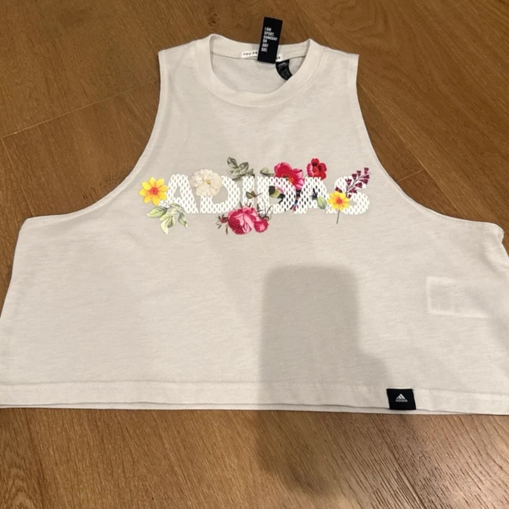 Adidas Women’s Colorful Graphic Floral Crop Tank Top